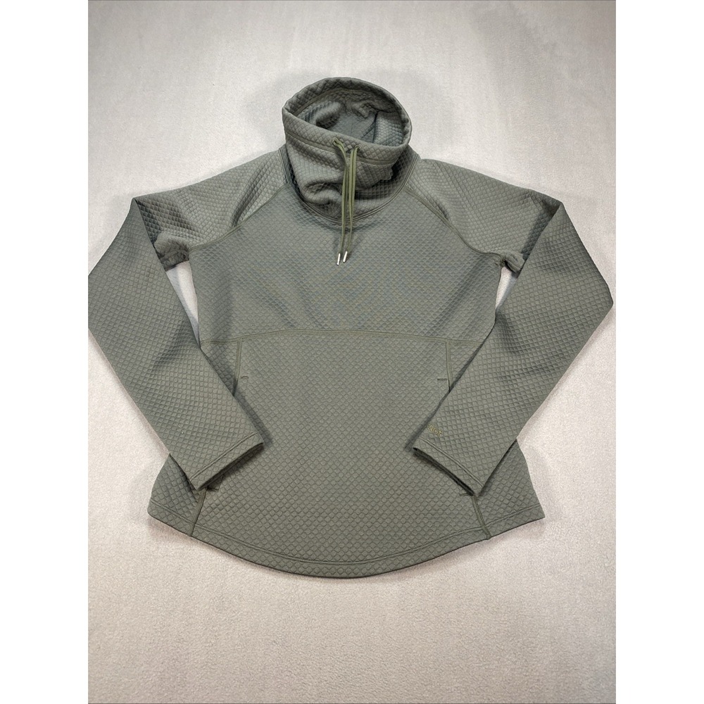 Marmot Women's Small Pullover Sweatshirt Green Waffle Funnel Neck Front Pocket